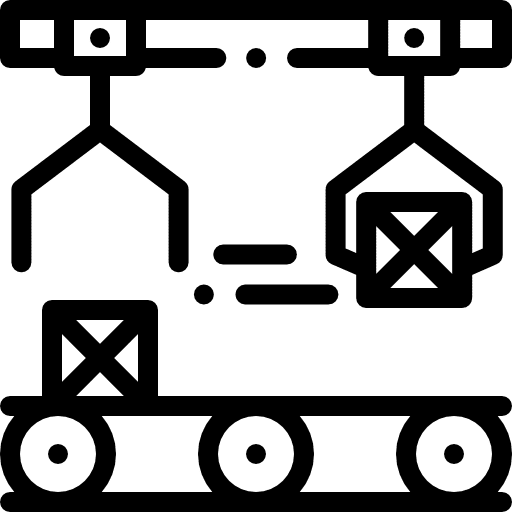 Mass production delivery machinery shipping icon