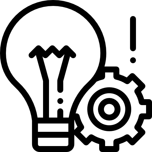 Idea light bulb construction gear icon
