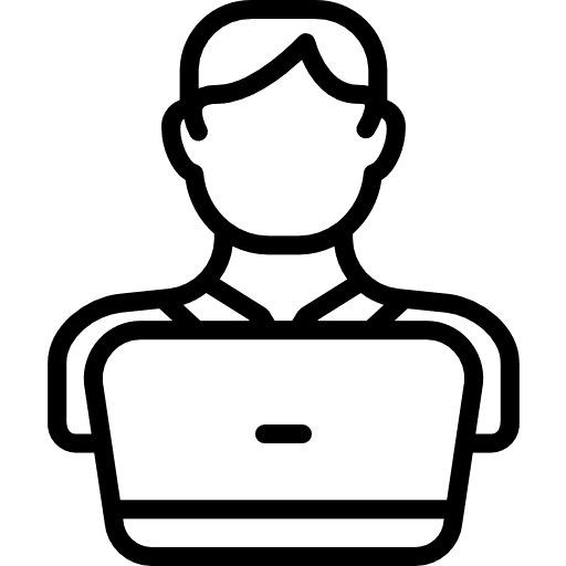 Working professions and jobs computer workers side view icon