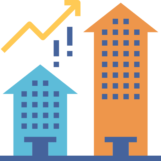 Growth dollar skyline economy icon