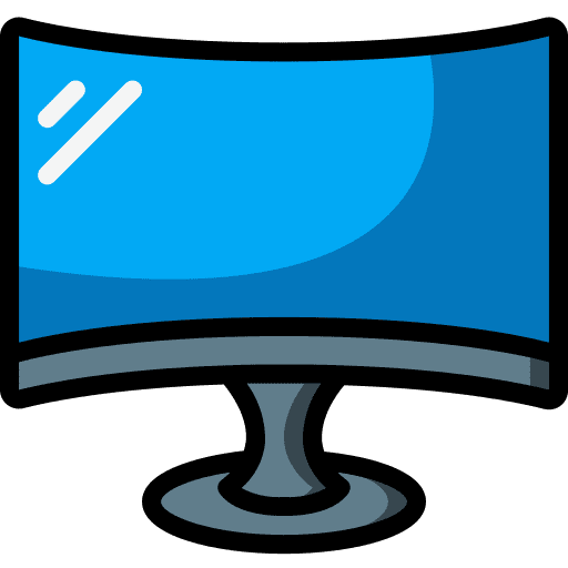 Curved monitor device electronic screen icon