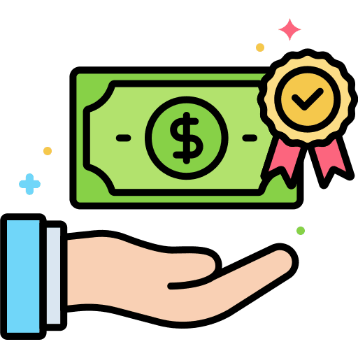 Money back guarantee cashback business and finance online shopping icon