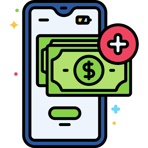 Prepaid coin plus sign dollar icon