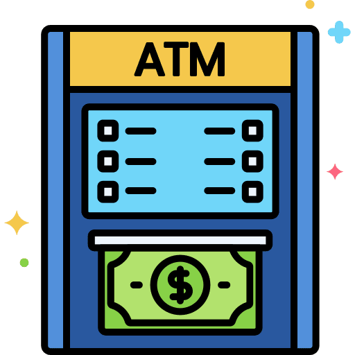 Atm communications finance and business debit card icon
