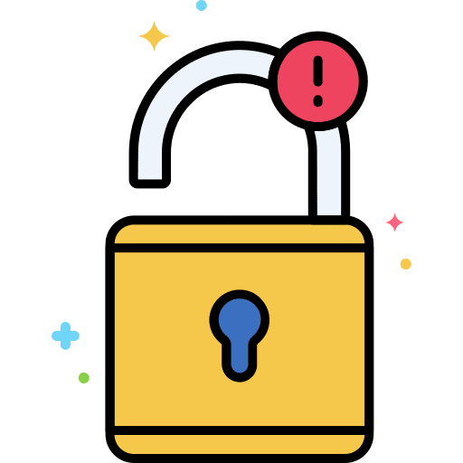 Fraud alert interface lock secure icon
