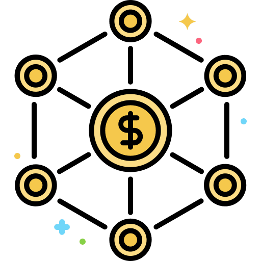 Network business and finance model technology icon