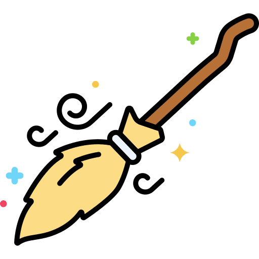 Flying broom fantasy witch flying broom icon