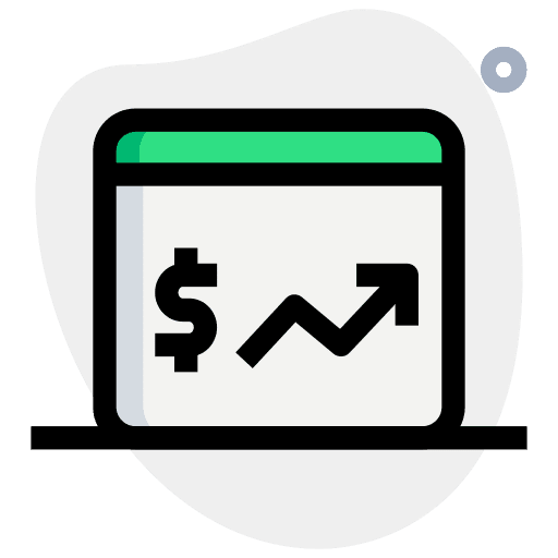 Line graph arrow growth finance icon