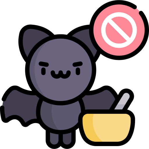 Bat disease food and restaurant bacteria icon