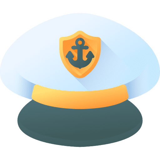 Captain hat navigation cruise icon