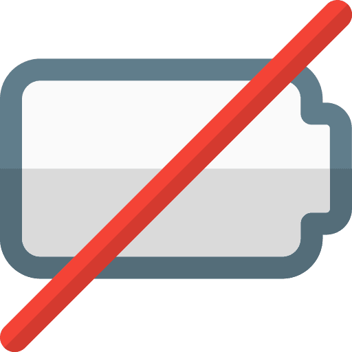Low battery symbol crossed low battery icon