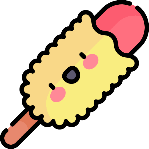 Corndog food and restaurant sausage junk food icon