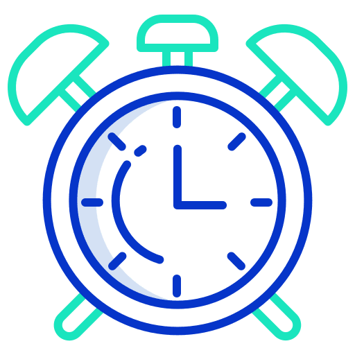 Alarm clock bedside wake up time and date icon