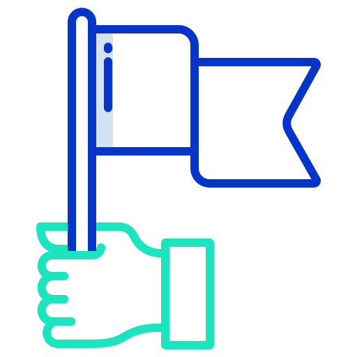 Flag hand goal achievement icon