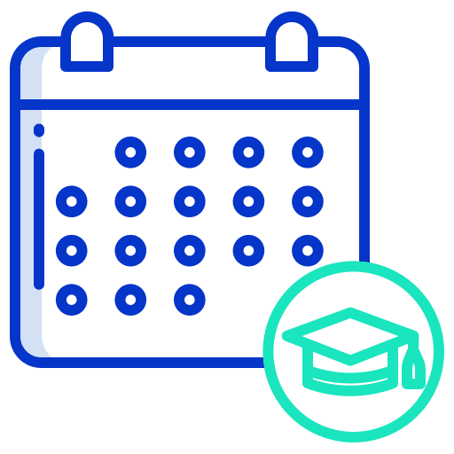 Graduation time and date education calendar icon