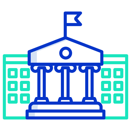 School architecture and city learning elementary school icon