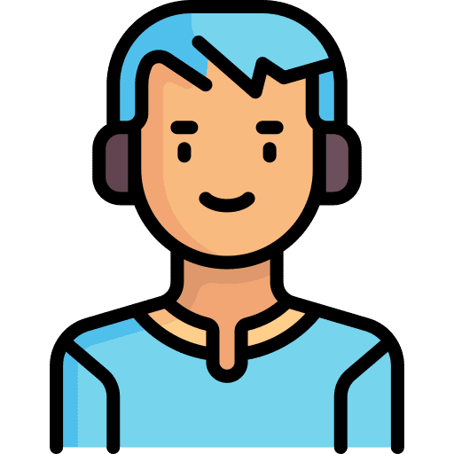 Man blue hair caucasian headphones icon