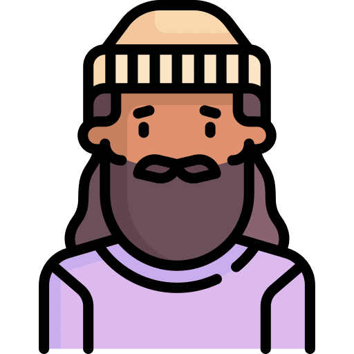 Man hipster afro beanie icon