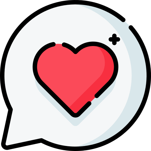Heart chat box compassion speech bubble icon