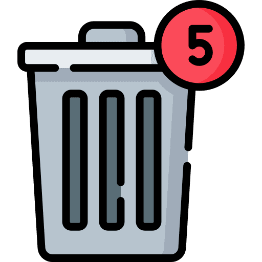 Trash bin notification interface can icon