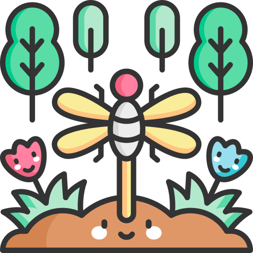 Dragonfly flowers nature garden icon