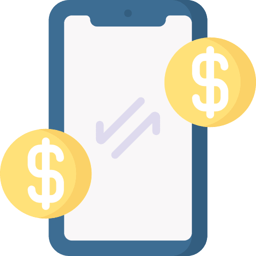 Money transfer smartphone business and finance money icon