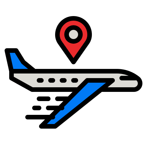 Airplane cargo transport location icon