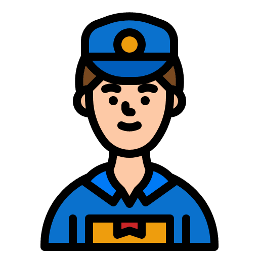 Postman handling professions and jobs supplier icon