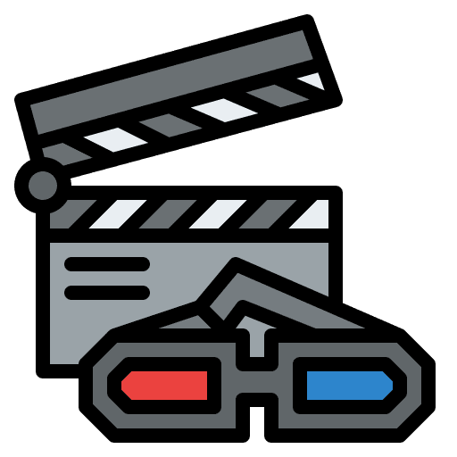 3d movie filming 3d film film clapperboard icon