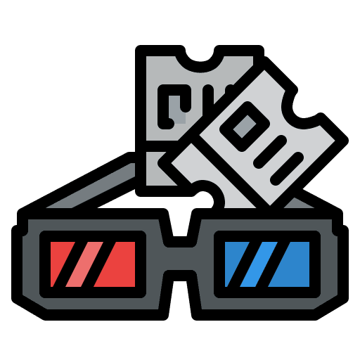 Watching a movie filming music and multimedia 3d glasses icon