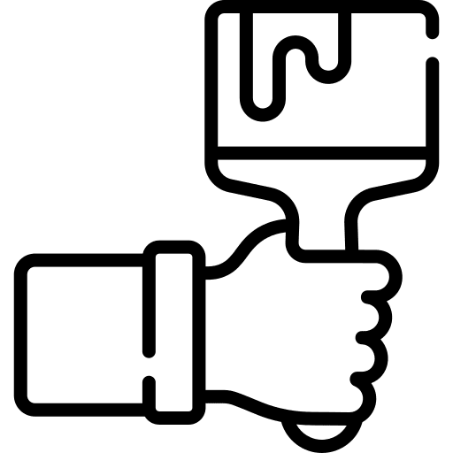 Paint brush hand design art and design icon