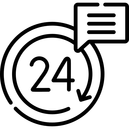 24 hours 24 hours service speech bubble icon