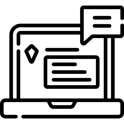 Laptop bubble speech chat message icon