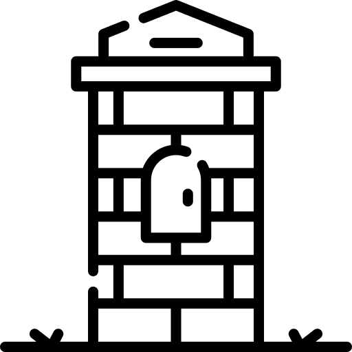 Mailbox mail communications architecture and city icon