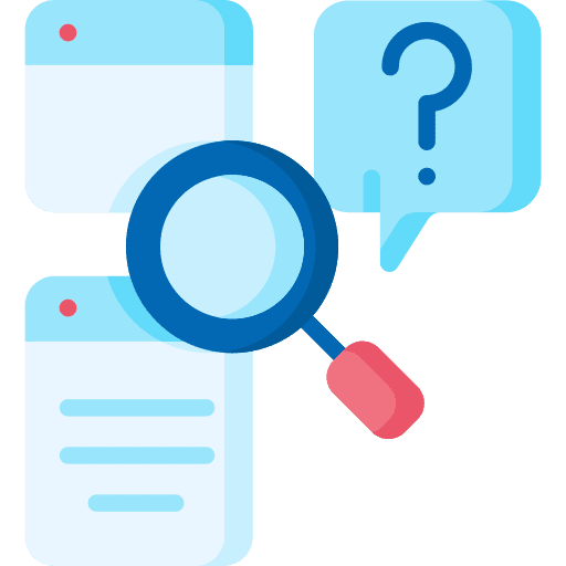 Evaluation magnifying glass customer satisfaction marketing icon