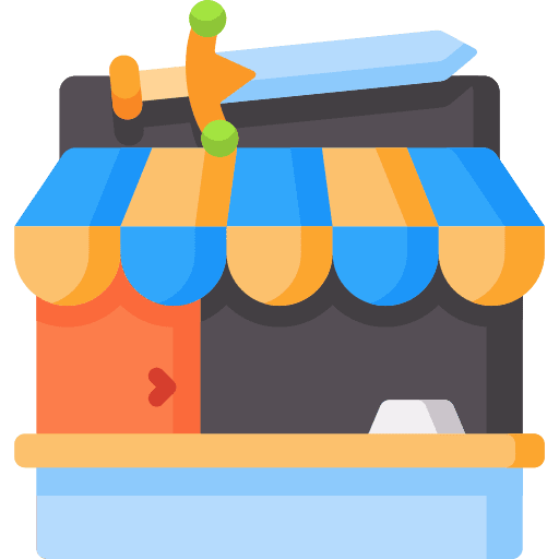 Store sword architecture and city store icon