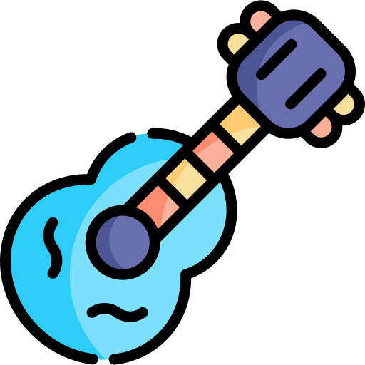 Guitar music and multimedia acoustic musical instrument icon