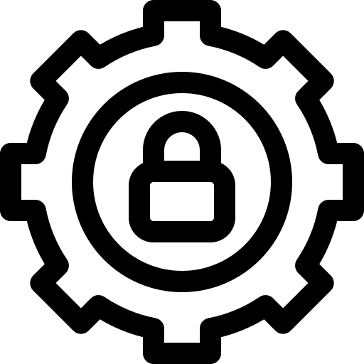 Padlock management gear problem solving icon