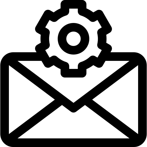 Mail communications message cogwheel icon