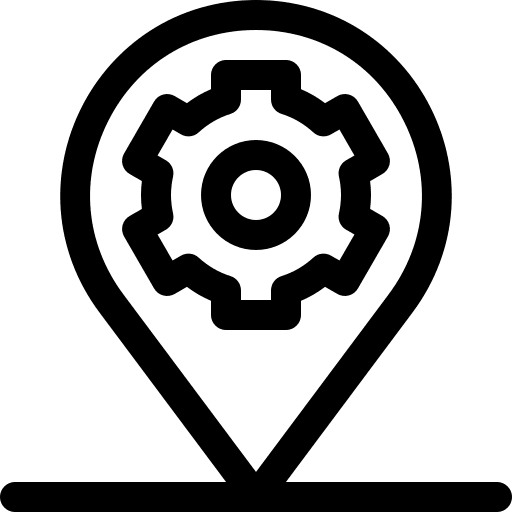 Placeholder marker cogwheel map pin icon