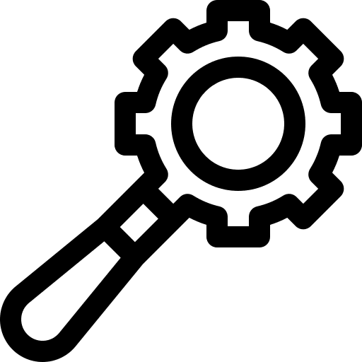 Searching gear searching due diligence icon