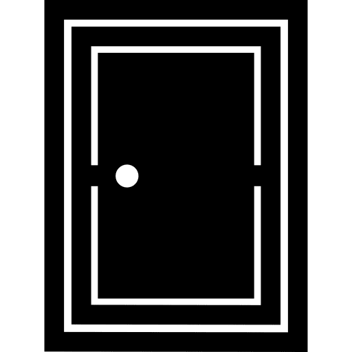 Closed filled door with frame entrance part buildings icon