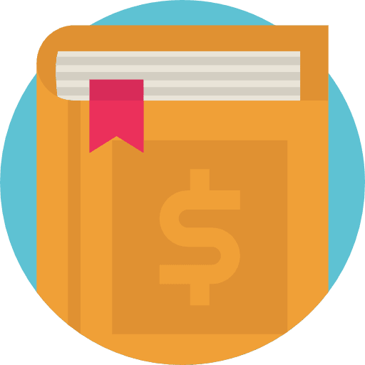 Book business and finance dollar book icon