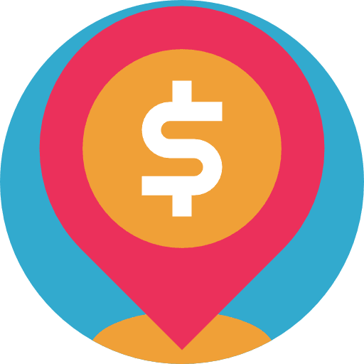 Location signs maps and location money icon