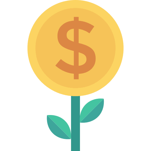 Growth plant bank money icon