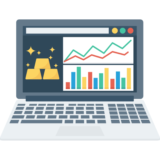 Laptop graph line chart graphic icon