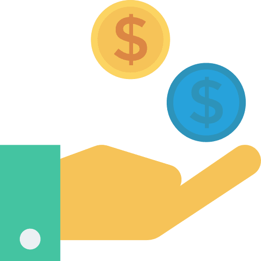 Income coins hand marketing icon