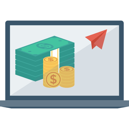 Laptop money business and finance computing icon