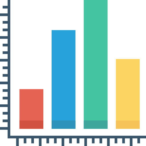 Bar chart seo and web business stats icon