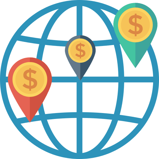 Network dollar global worldwide icon